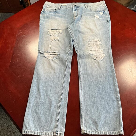 Y2K Womens Decree Ripped Boyfriend Light Wash Distressed Denim Jeans (Size 17) - Picture 3 of 8